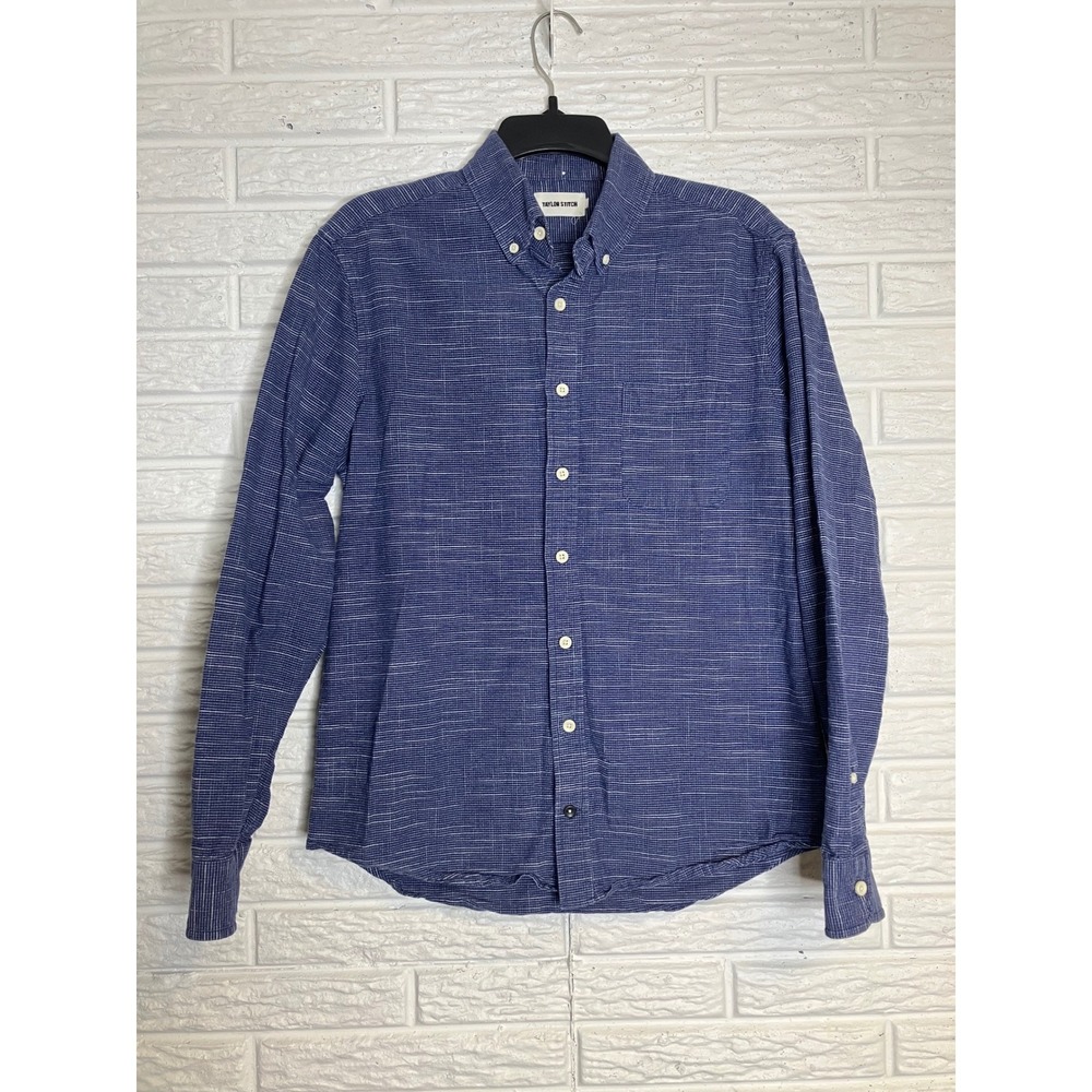 Taylor Stitch the jack button down shirt navy blue white mens size 40/medium